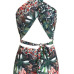 Multi Polyester Shorts Print V Neck Sleeveless Sexy Two Pieces