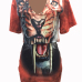 Multi Polyester Skirt Print O neck Short Sleeve Casual Two Pieces