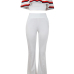 Sexy Dew Shoulder Patchwork White Healthy Fabric Two-piece Pants Set