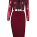 Sexy Mandarin Collar Lace-up Hollow-out Wine Red Polyester Two-piece Skirt Set(Double Side Wear)