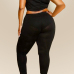 Sexy Round Neck Hollow-out Black Blending Two-piece Pants Set