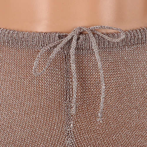 Sexy See-Through Khaki Polyester Two-piece Shorts Set