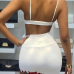 Sexy Sleeveless Patchwork White Cotton Blend Two-piece Skirt Set