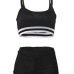 Sexy U-shaped Neck Patchwork Black Velvet Two-piece Shorts Set