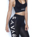 Sexy U-shaped Neck Sleeveless Letters Printed Backless Black Polyester Two-piece Shorts Set