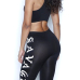 Sexy U-shaped Neck Sleeveless Letters Printed Backless Black Polyester Two-piece Shorts Set