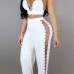 Sexy V Neck Hollow-out White Qmilch Two-piece Pants Set
