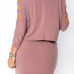 Stylish O Neck Long Sleeves Shoulder Hollow-out Purple Cotton Blend Two-piece Skirt Set
