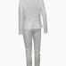 Stylish Turndown Collar Long Sleeves White Polyester Two-piece Pants Set