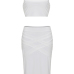 White Healthy Fabric Skirt Solid U Neck Sleeveless Casual Two Pieces