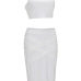 White Healthy Fabric Skirt Solid U Neck Sleeveless Casual Two Pieces